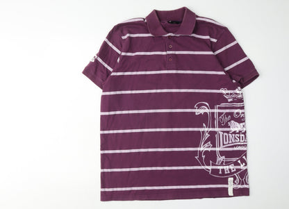 Lonsdale Mens XL Purple Striped Polo Shirt