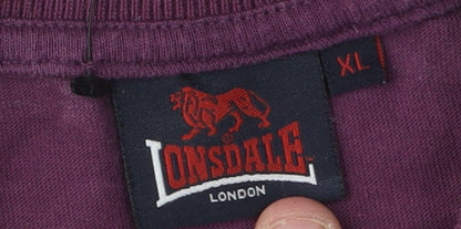 Lonsdale Mens XL Purple Striped Polo Shirt