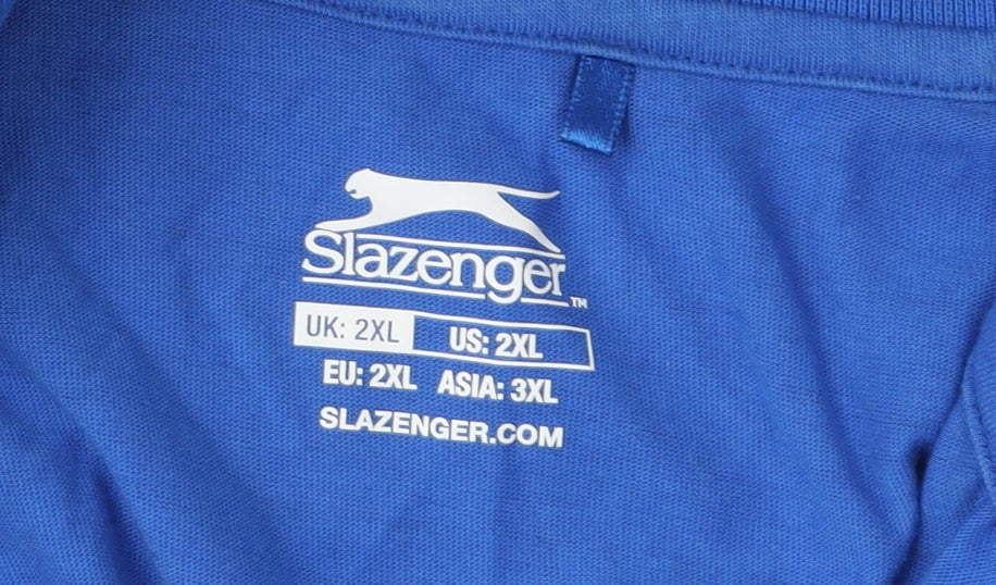 Slazenger Men's Blue Check Polo Shirt 2XL Casual