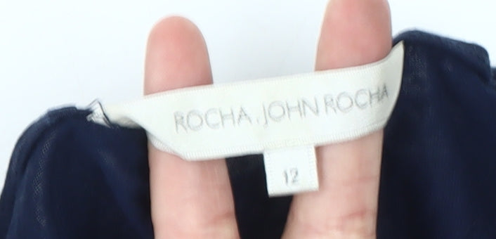 Womens UK Size 12 Rocha John Rocha Blue Tunic Blouse