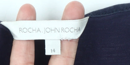 Womens UK Size 14 Rocha John Rocha Blue Basic Blouse