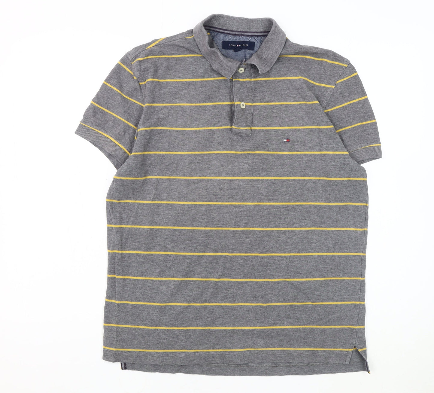 Tommy Hilfiger Men's Grey Striped Polo M