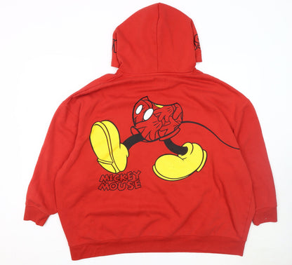 Mickey Mouse Unisex Red Pullover Hoodie XL