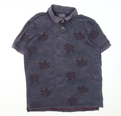 FatFace Men's Blue Floral Polo Shirt Size L