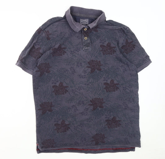 FatFace Men's Blue Floral Polo Shirt Size L