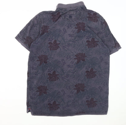 FatFace Men's Blue Floral Polo Shirt Size L