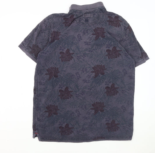 FatFace Men's Blue Floral Polo Shirt Size L
