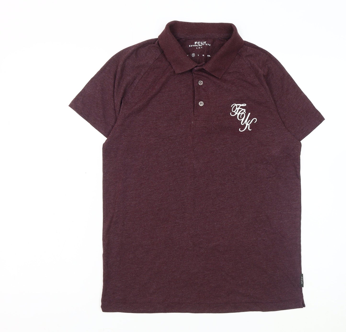 FCUK Men's Red Polo Shirt, M, Cotton Blend, Logo Accent