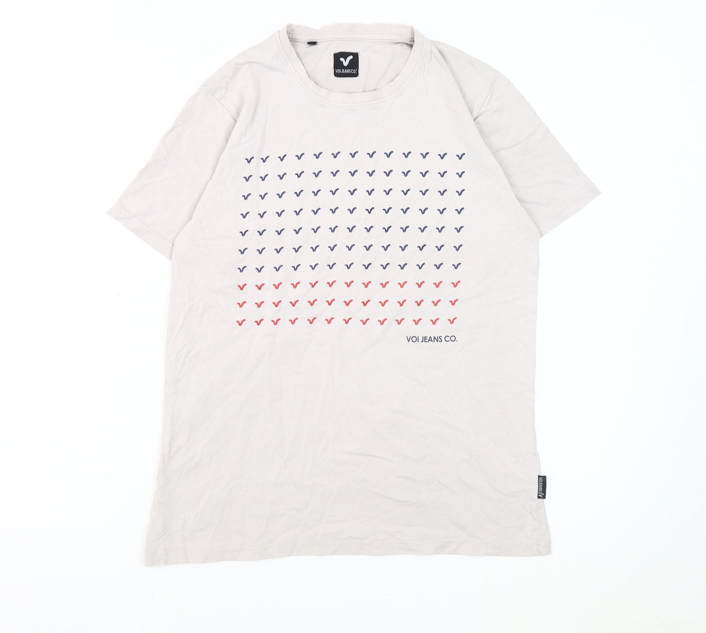 VOI Jeans Co. Men's Grey T-Shirt, Medium