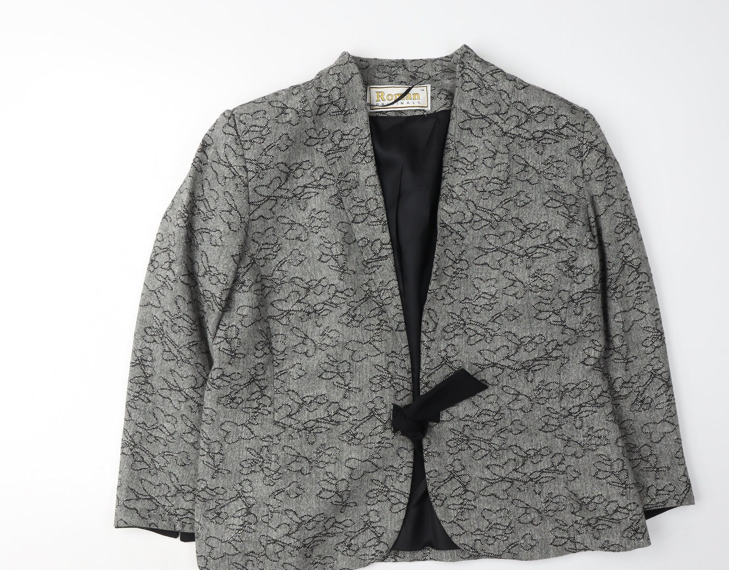 Roman Originals Women's Grey Floral Blazer Size 18