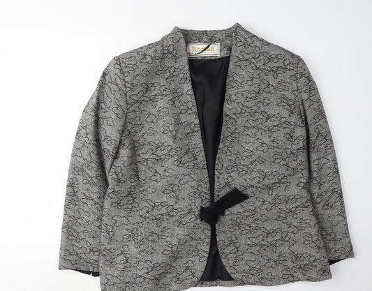 Roman Originals Women's Grey Floral Blazer Size 18