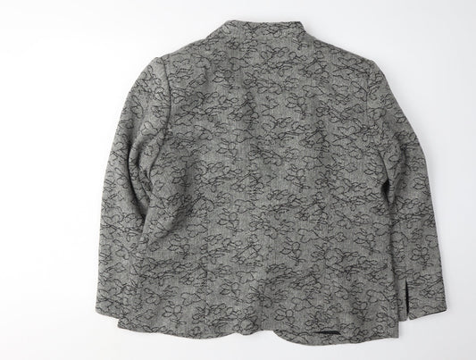 Roman Originals Women's Grey Floral Blazer Size 18