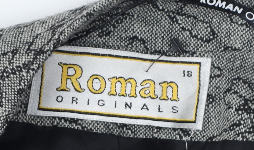 Roman Originals Women's Grey Floral Blazer Size 18