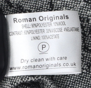 Roman Originals Women's Grey Floral Blazer Size 18