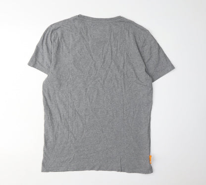 Superdry Men's Grey Cotton T-Shirt, L, Crew Neck