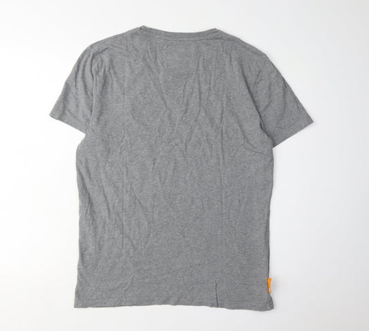 Superdry Men's Grey Cotton T-Shirt, L, Crew Neck