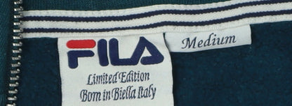 Fila Green Medium Unisex 1/4 Zip Logo Henley Sweatshirt