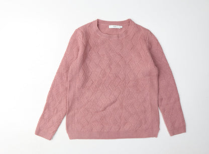 Isle Womens Pink Cable-Knit Pullover Jumper S
