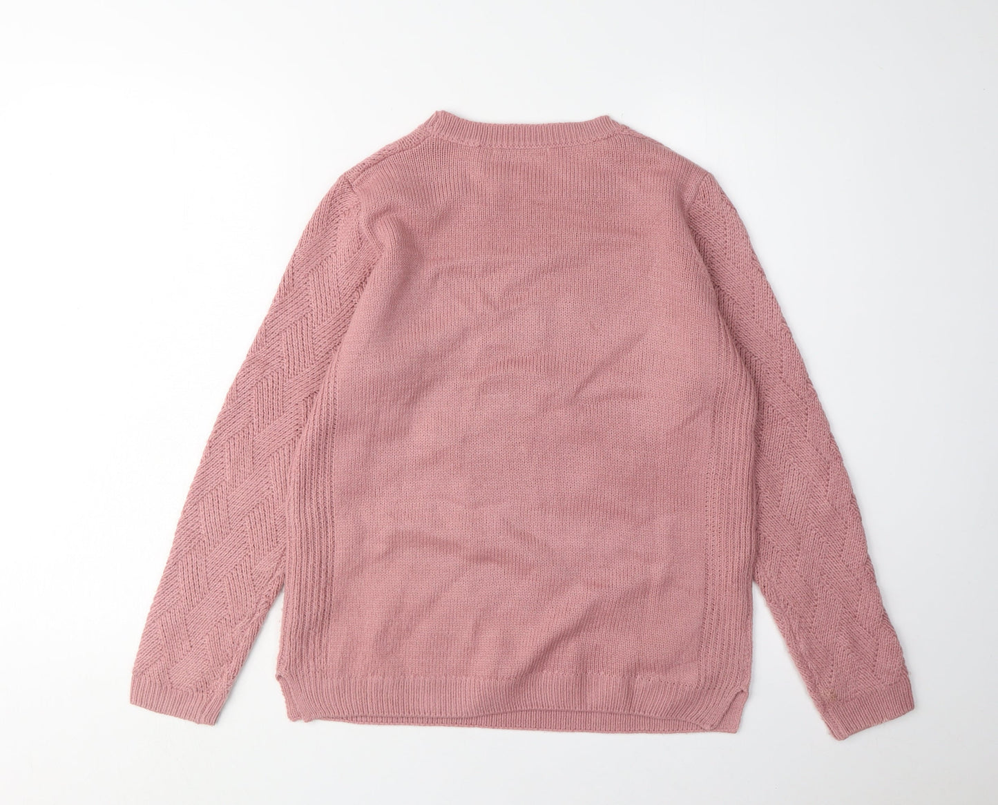 Isle Womens Pink Cable-Knit Pullover Jumper S