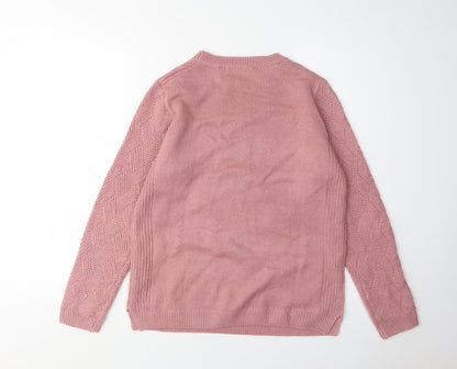 Isle Womens Pink Cable-Knit Pullover Jumper S