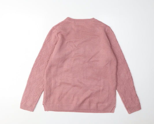 Isle Womens Pink Cable-Knit Pullover Jumper S