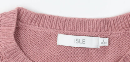 Isle Womens Pink Cable-Knit Pullover Jumper S