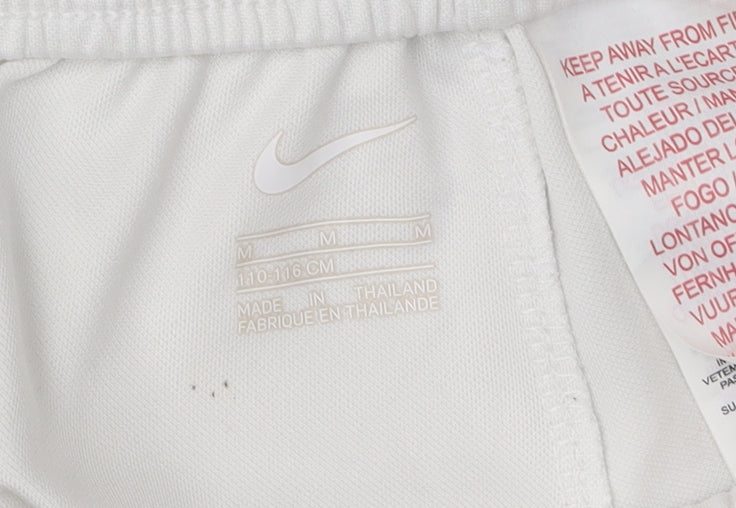 Nike Boys White Football Shorts M - Athletic Comfort Polyester