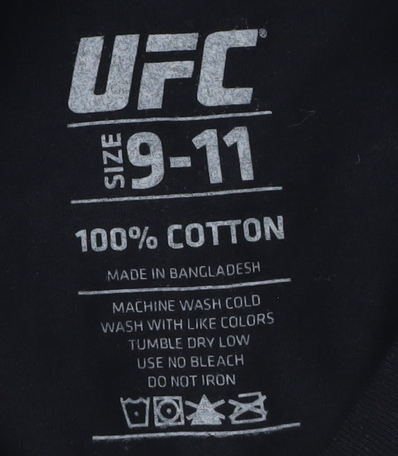 UFC Boys Black T-Shirt 9-10 Years Short Sleeve Logo