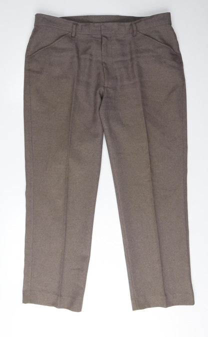 Farah Men's Brown Straight Trousers 38 Regular