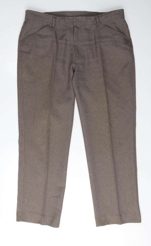 Farah Men's Brown Straight Trousers 38 Regular