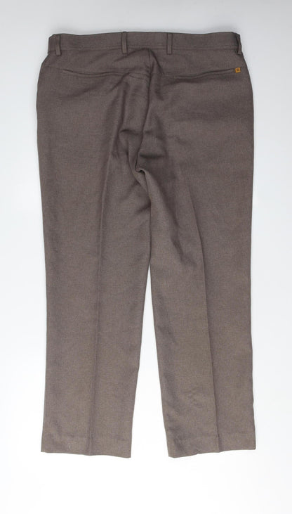 Farah Men's Brown Straight Trousers 38 Regular