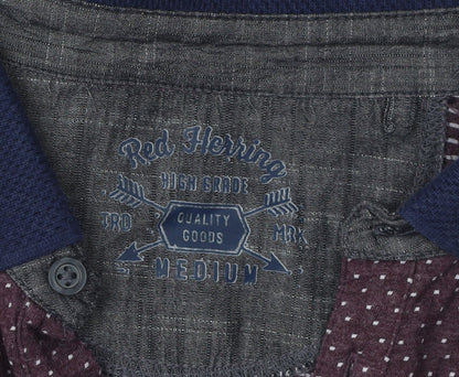 Red Herring Men's Multicoloured Polo, Medium, Graphic Print