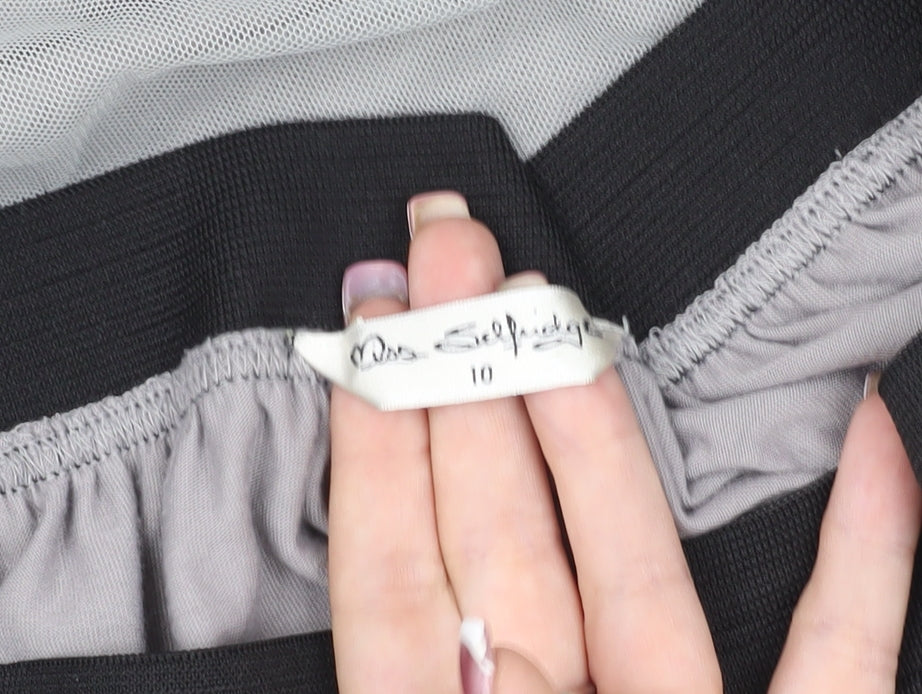 Miss Selfridge Women's Grey A-Line Midi Skirt Size 10