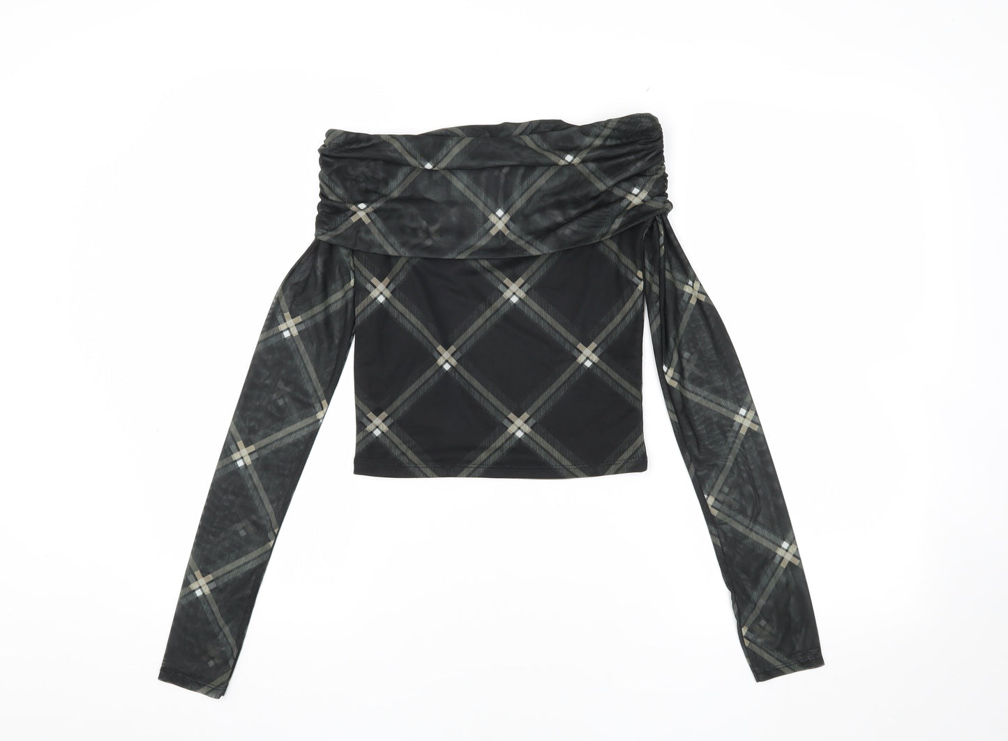 Womens UK Size S ASOS DESIGN Black Cropped Blouse