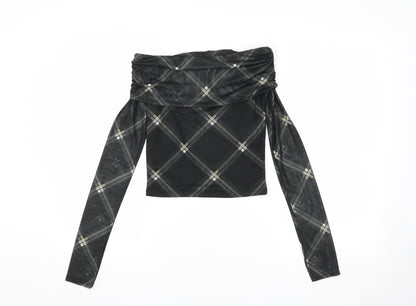 Womens UK Size S ASOS DESIGN Black Cropped Blouse
