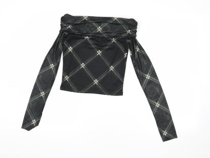 Womens UK Size S ASOS DESIGN Black Cropped Blouse