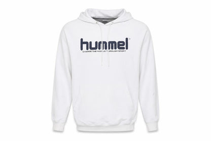Hummel Men's White Pullover Hoodie, Size S, Logo Accent