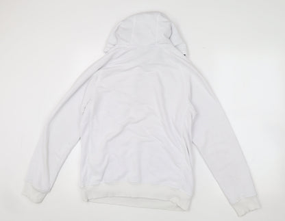 Hummel Men's White Pullover Hoodie, Size S, Logo Accent