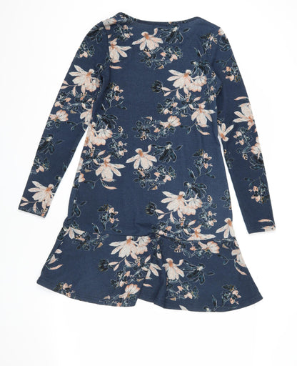 SOLO Women's Blue Floral Long Sleeve Dress, Size 8
