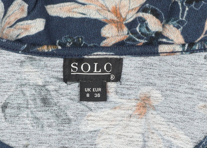 SOLO Women's Blue Floral Long Sleeve Dress, Size 8