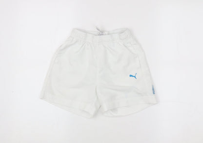 Puma Boys' White Athletic Shorts, Size 8, Quick Dry Activewear