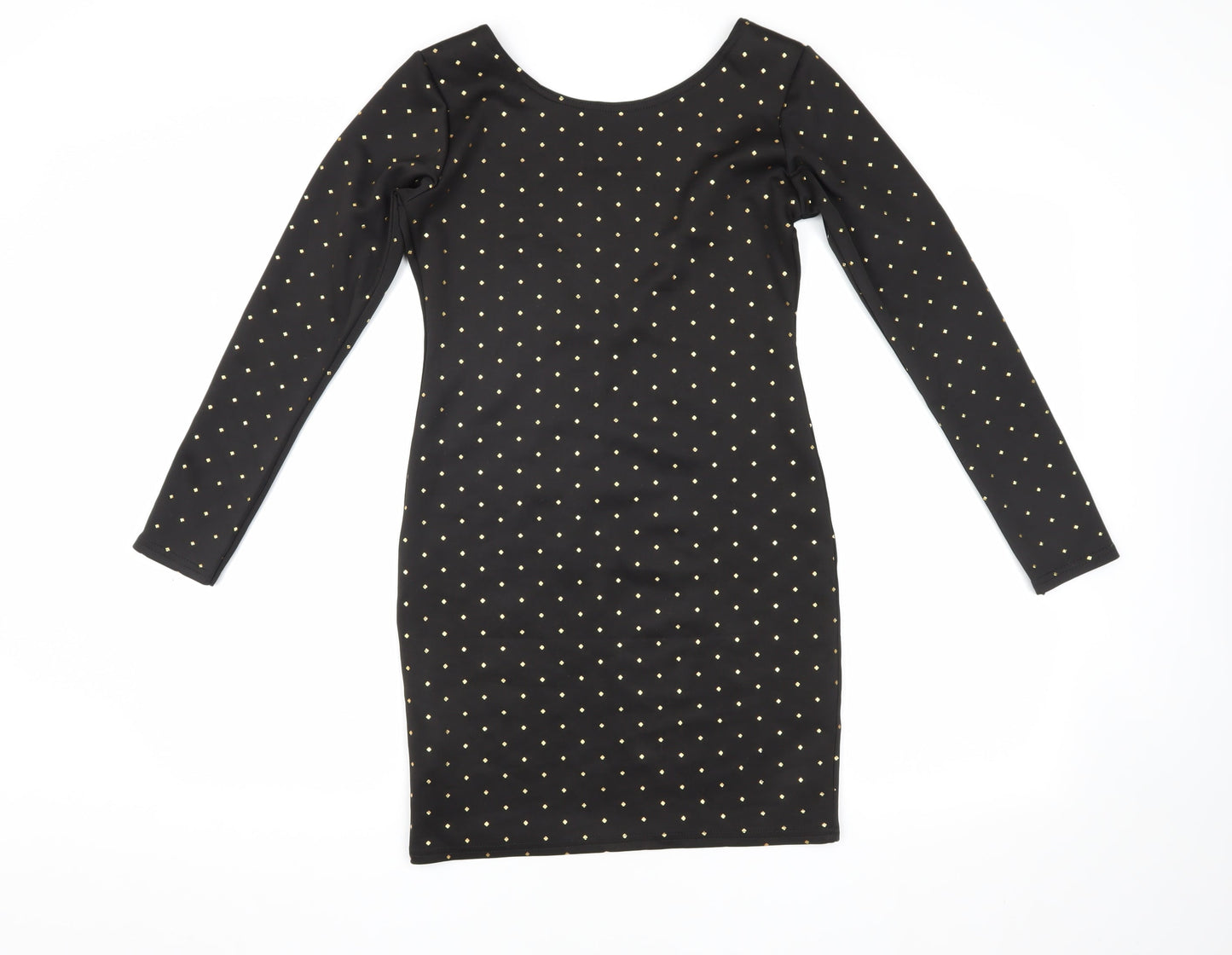 boohoo Black Bodycon Dress Women Size 10 Long Sleeve