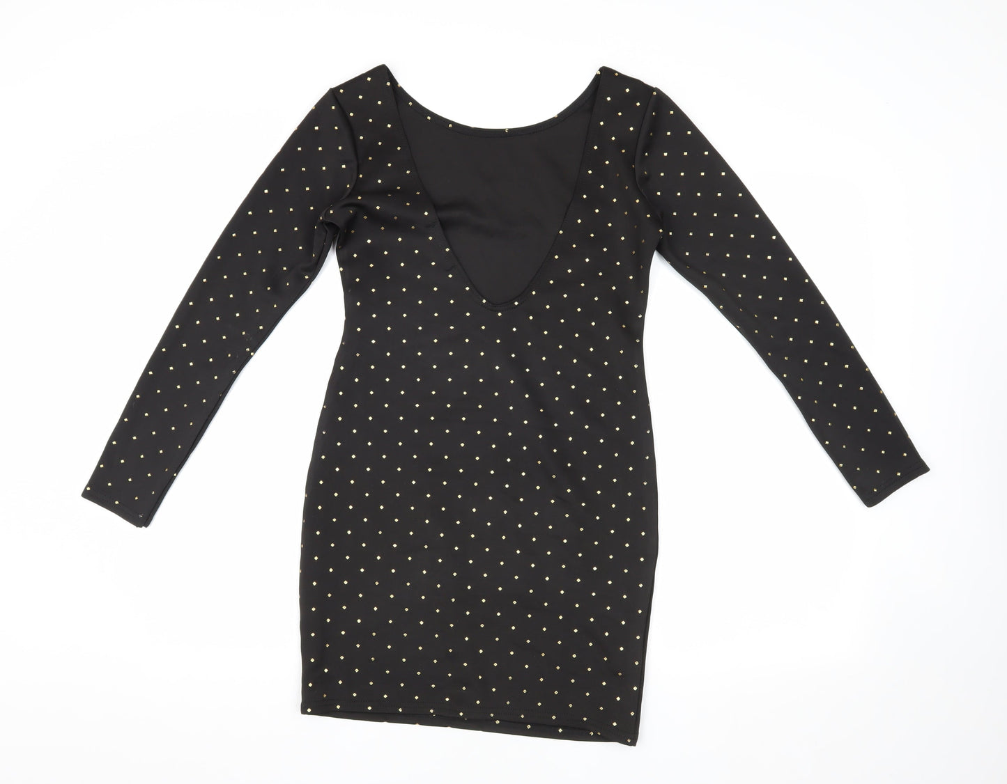 boohoo Black Bodycon Dress Women Size 10 Long Sleeve