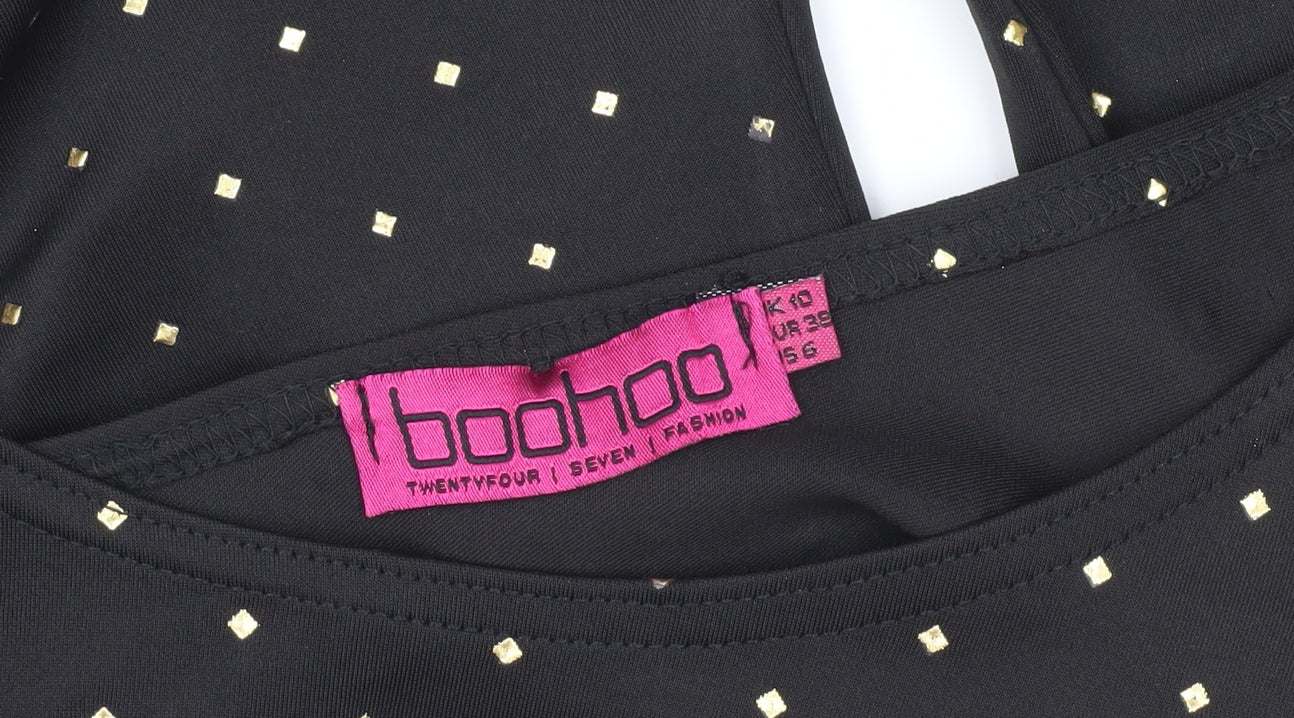 boohoo Black Bodycon Dress Women Size 10 Long Sleeve