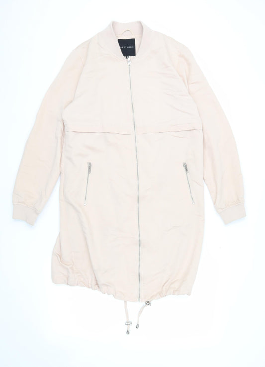 New Look Women's Beige Long Bomber Jacket Size 10