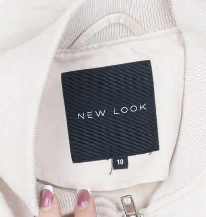 Womens UK Size 10 New Look Beige Bomber Jacket
