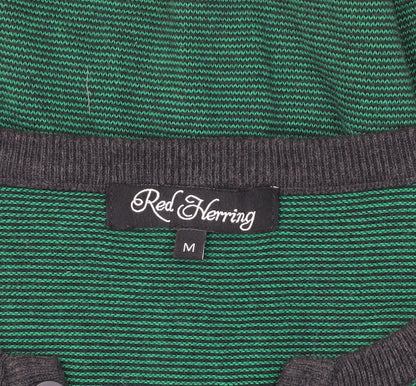 Red Herring Men's Green Henley Jumper, Size M, Casual Wear