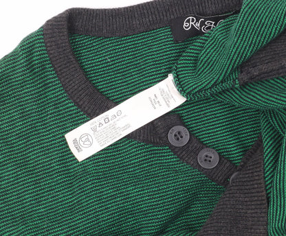 Red Herring Men's Green Henley Jumper, Size M, Casual Wear