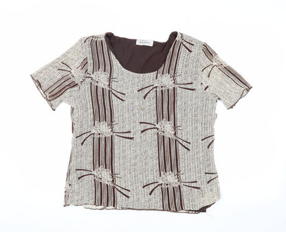 Womens UK Size XL BASSINI Brown Basic T-Shirt