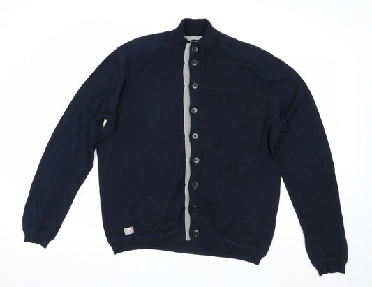 Peter Werth Men's Blue 2XL Cardigan High Neck